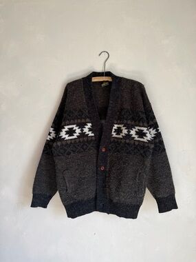 Vintage Ruminahui Aztec knit wool cardigan